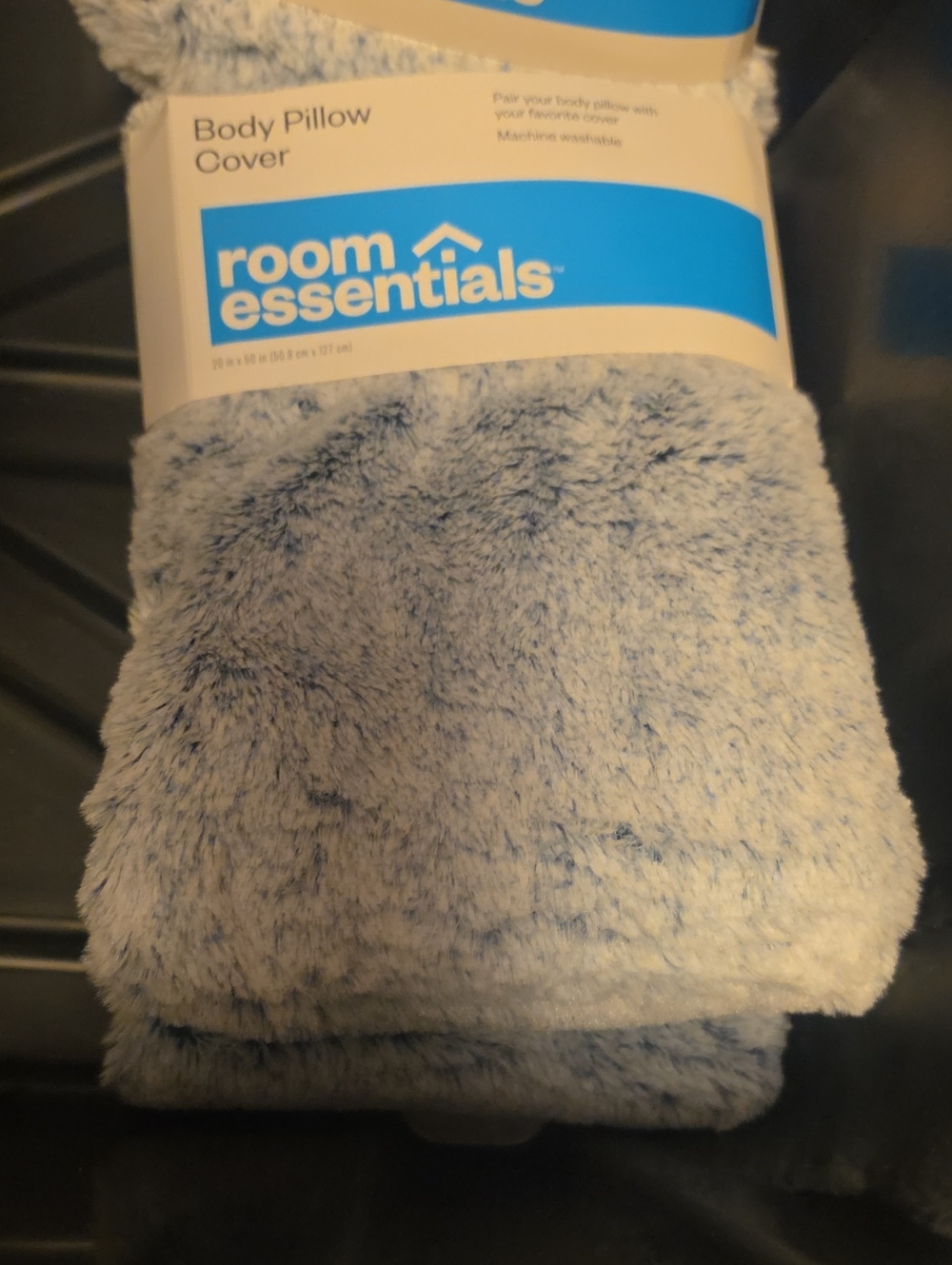 Room Essentials Plush Light Blue Faux Fur Body Pillow Cover